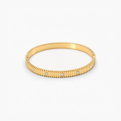 Ribbed Crystal Bangle
