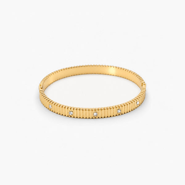 Ribbed Crystal Bangle