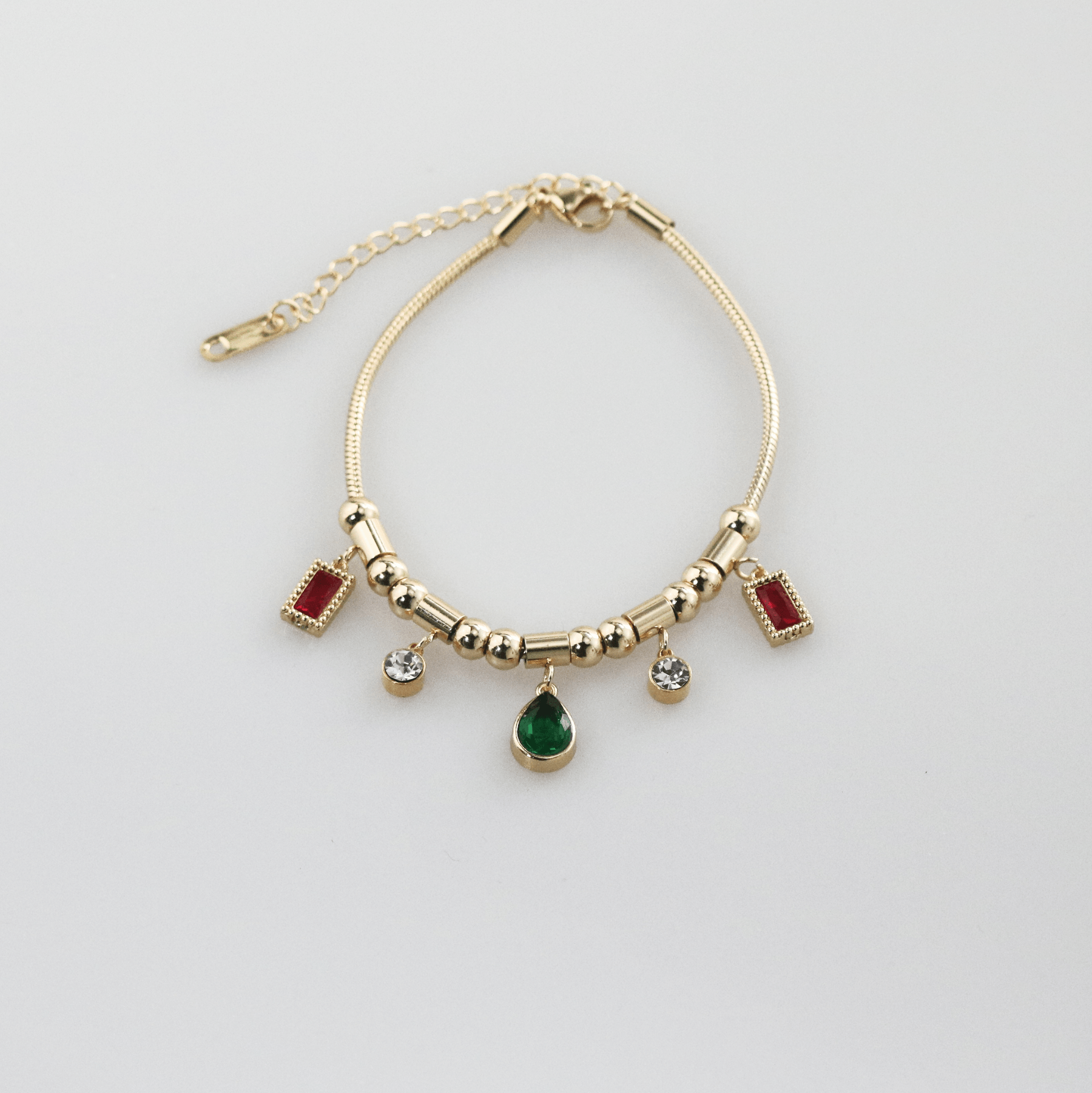 Ruby and Emerald Charm Bracelet