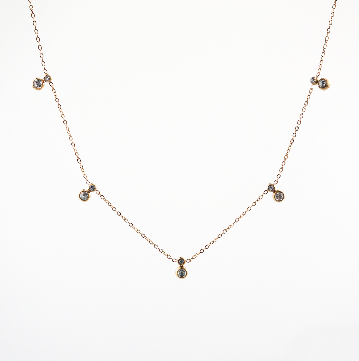 Crystal Bezel Station Necklace