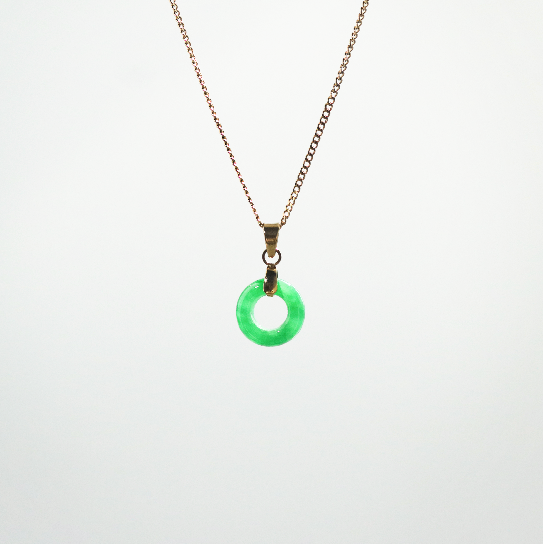 Green Jade Donut Necklace