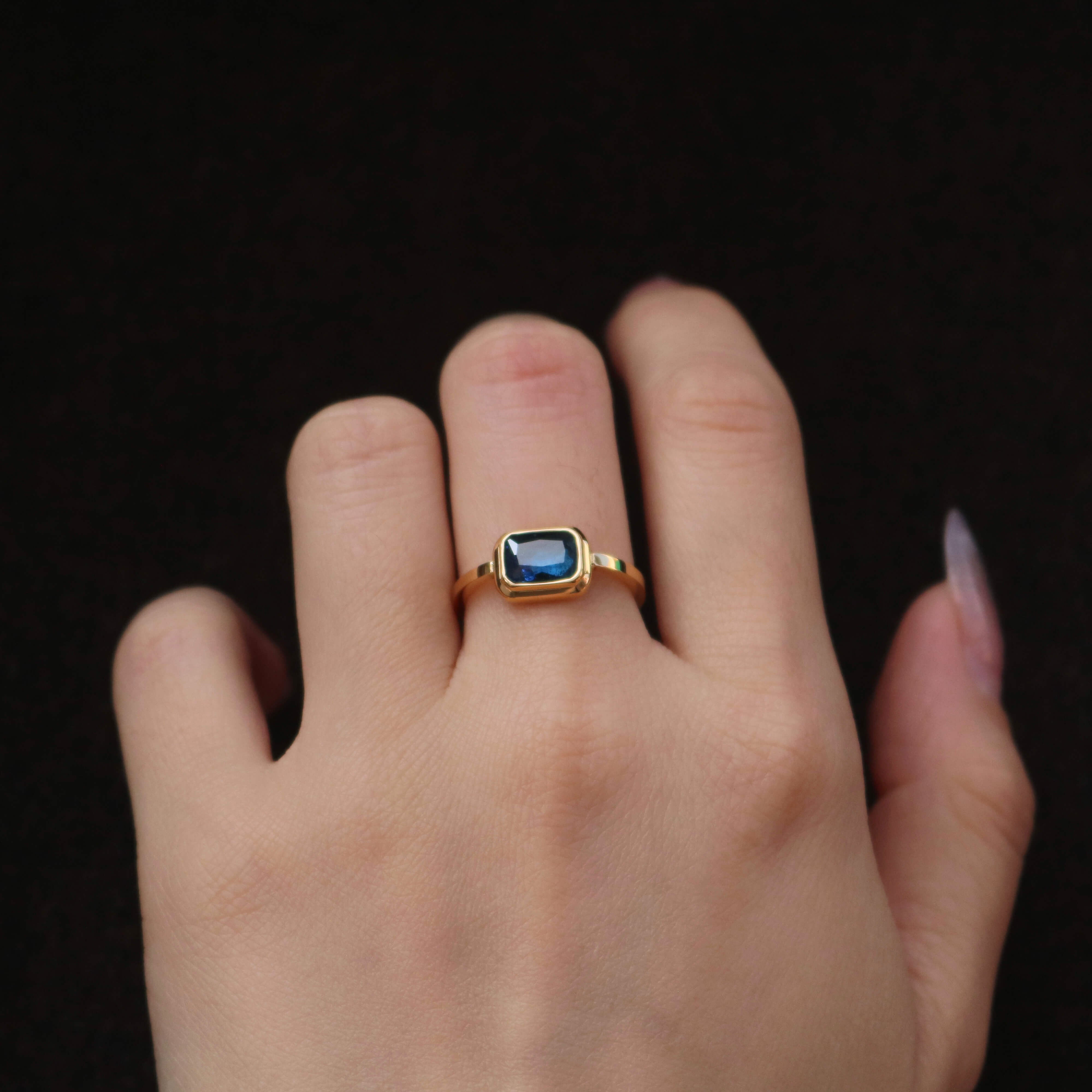 Square Royal Blue Stone Ring