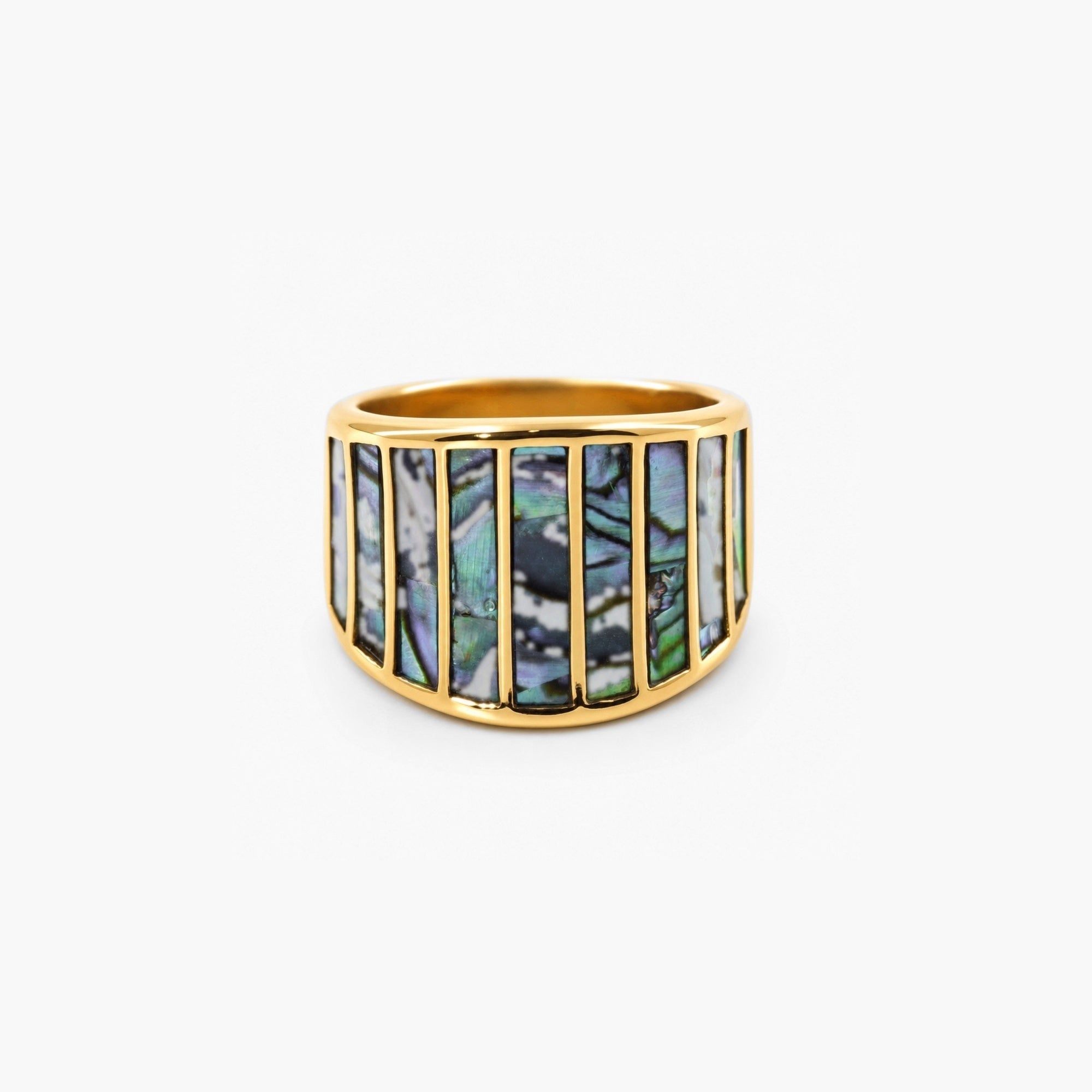 Striped mother of pealr ring- abalone