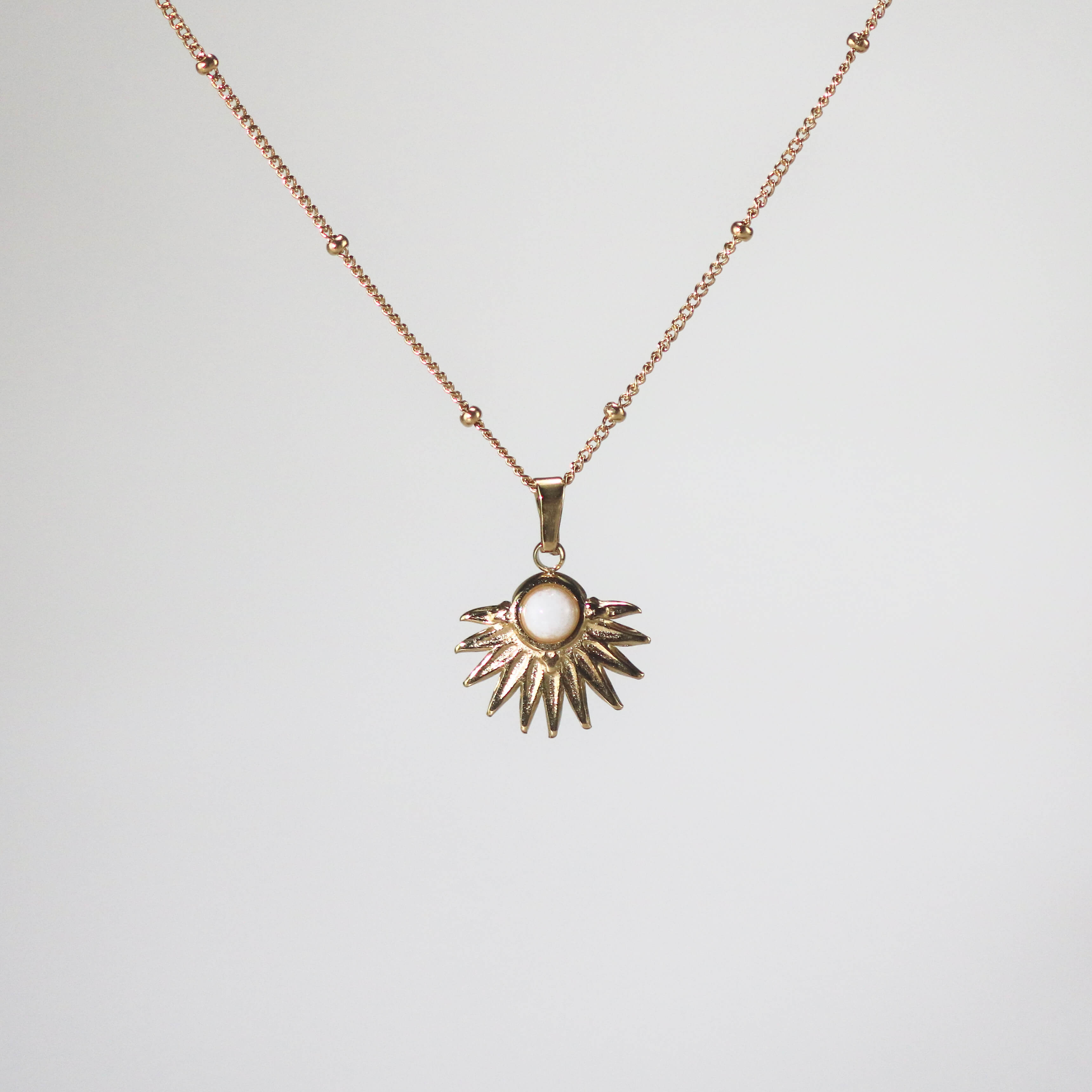 Meideya jewelry Sunburst White Opal Necklace