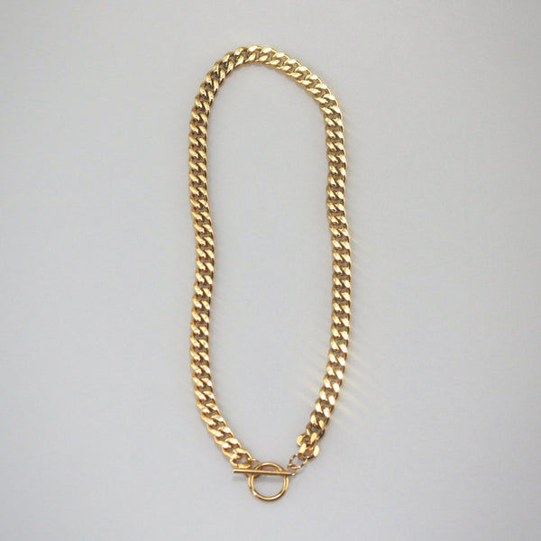 Meideya Jewelry Gold T-bar Curb Chain Necklace