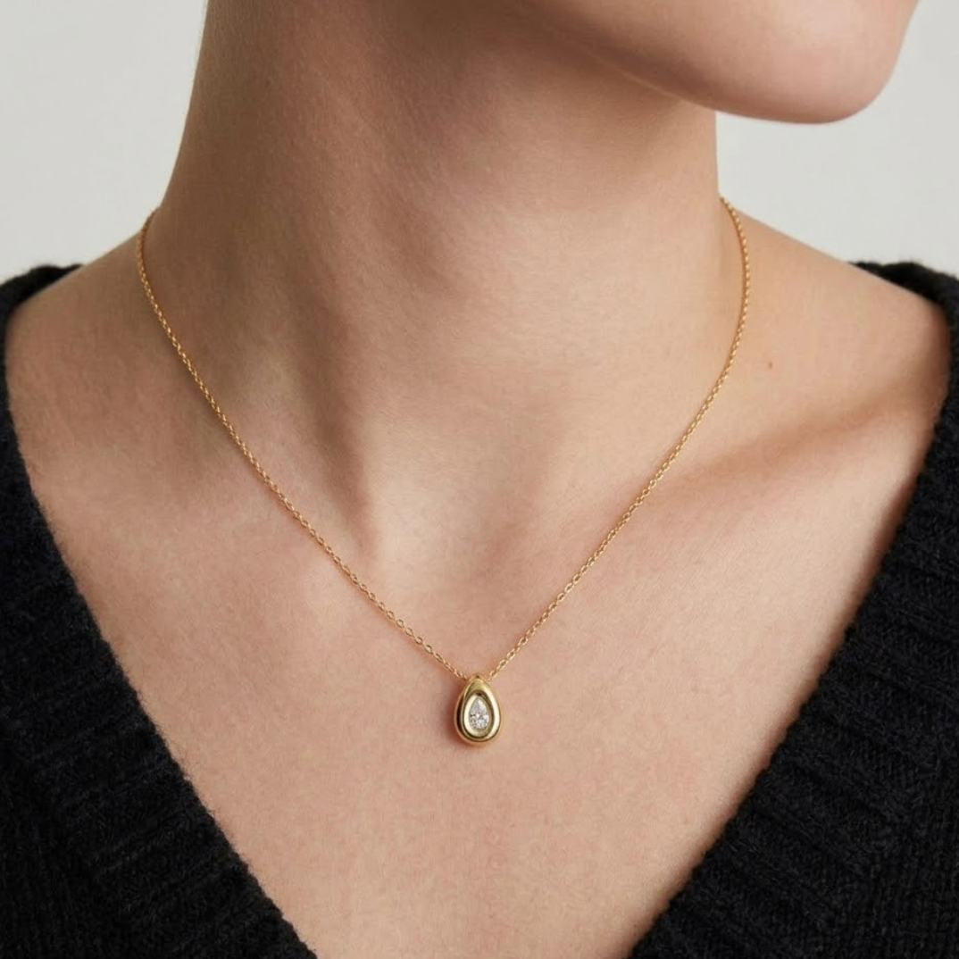 teardrop cz necklace