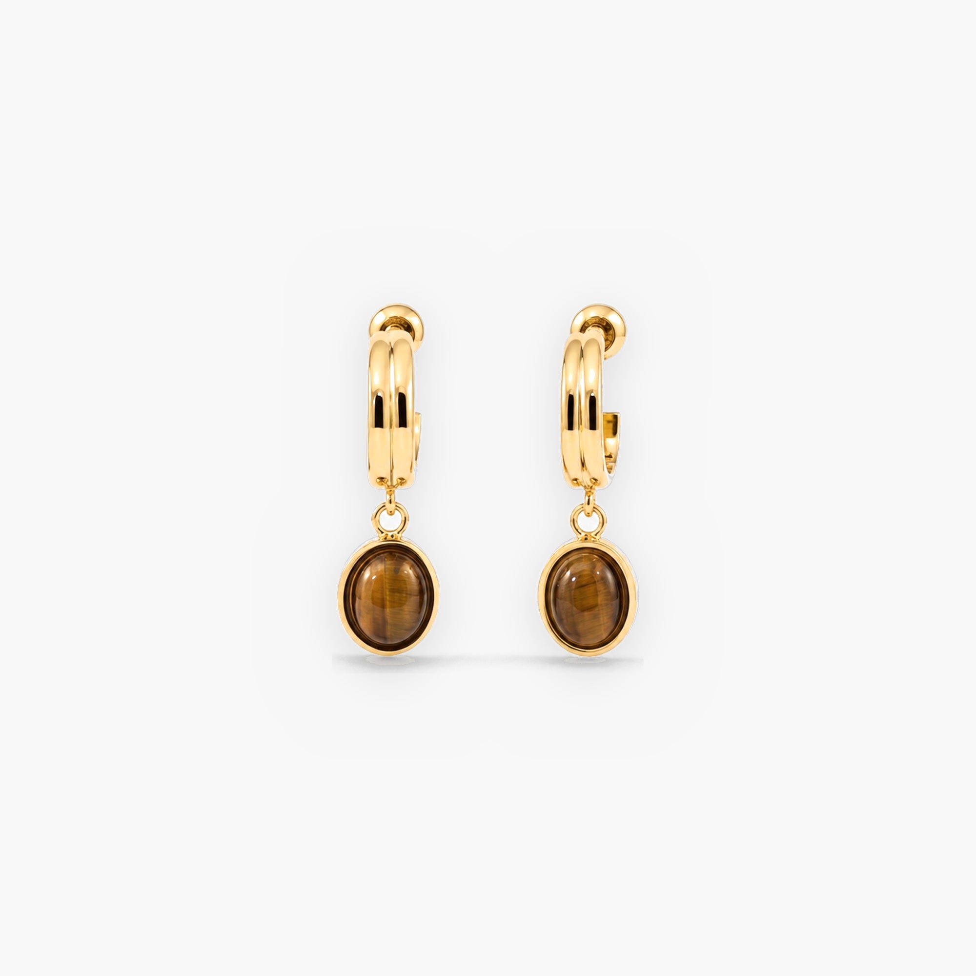 Tiger Eye Drop Hoops