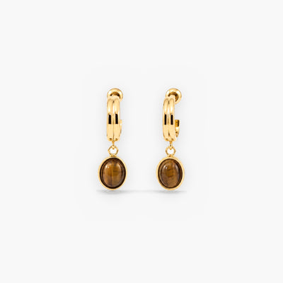 Tiger Eye Drop Hoops