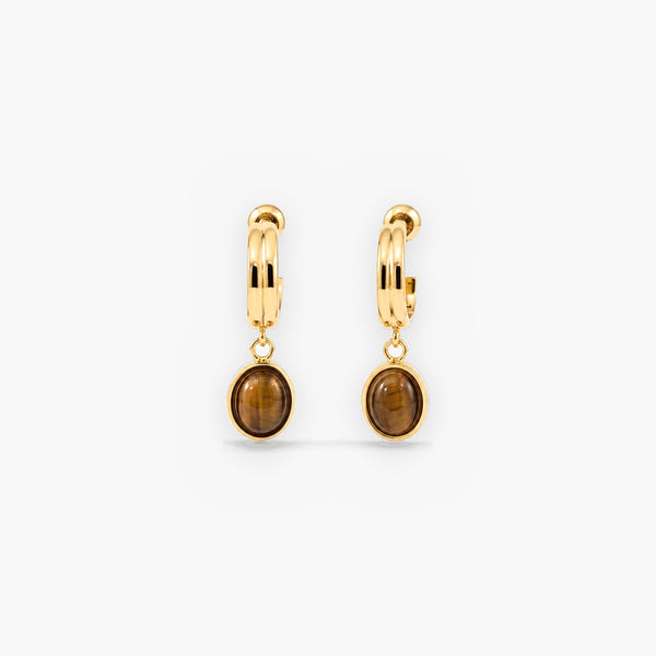 Tiger Eye Drop Hoops