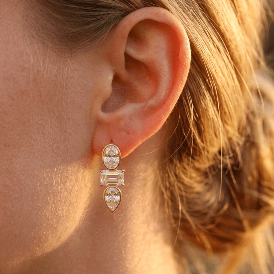 Trio Crystal Hoop Earrings