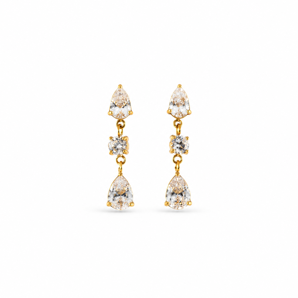 Triple CZ Drop Earrings