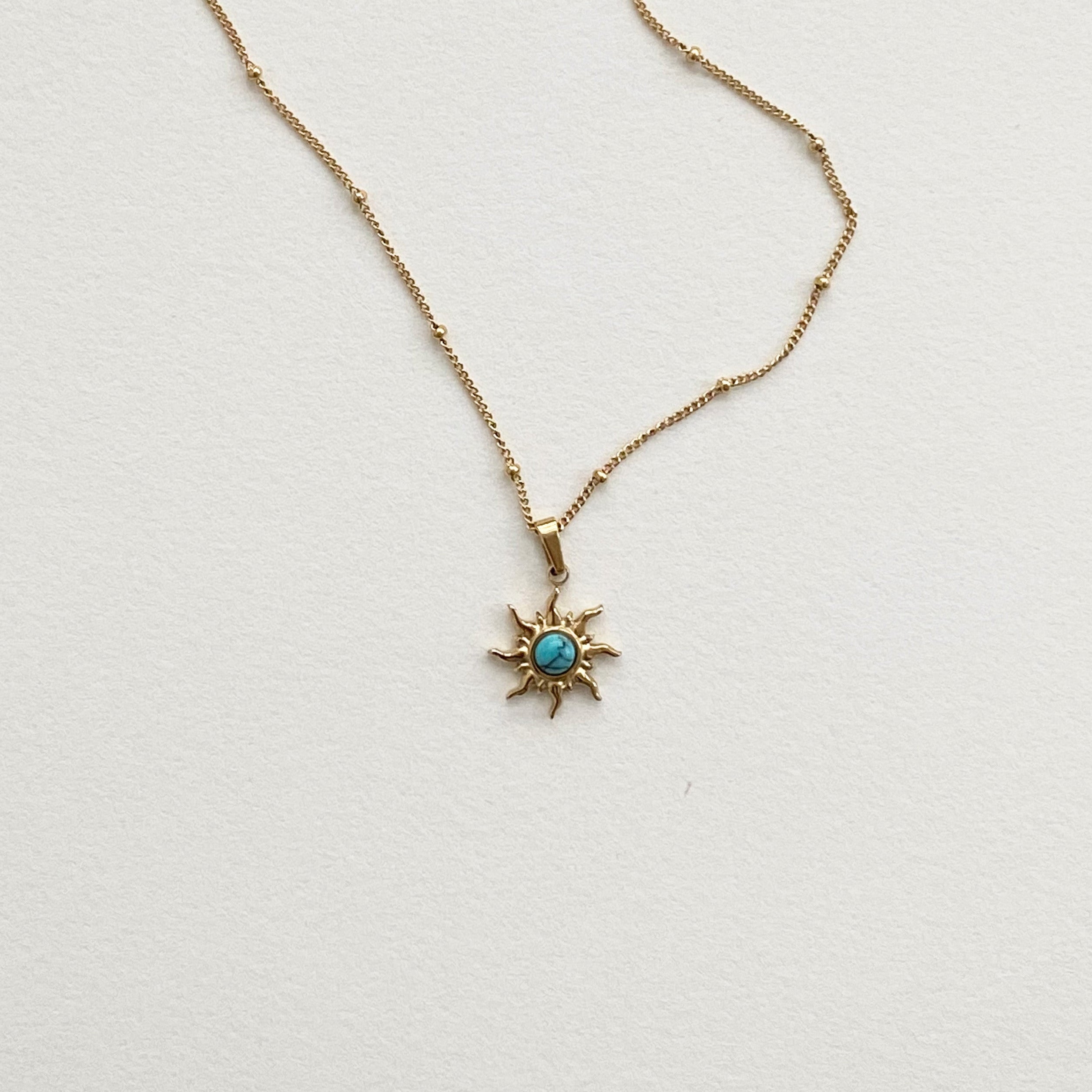Meideya jewelry turquosie sun pendant necklace
