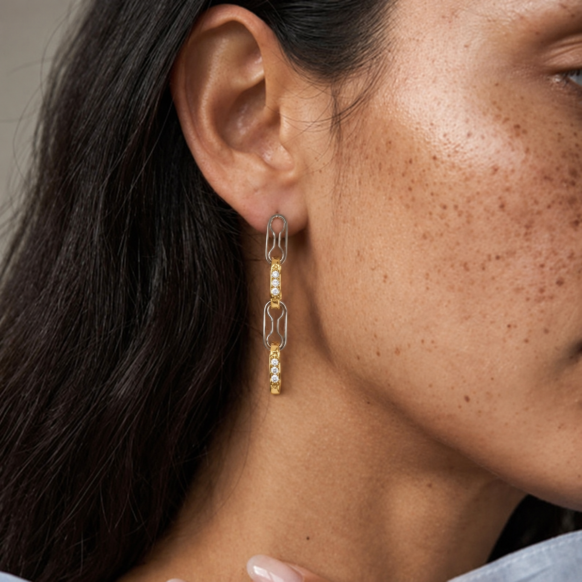 Two Tone Link Earrings 2