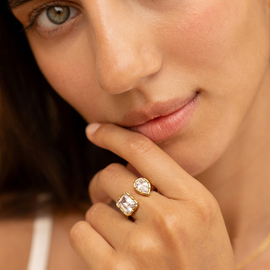 Two Stone Open Ring