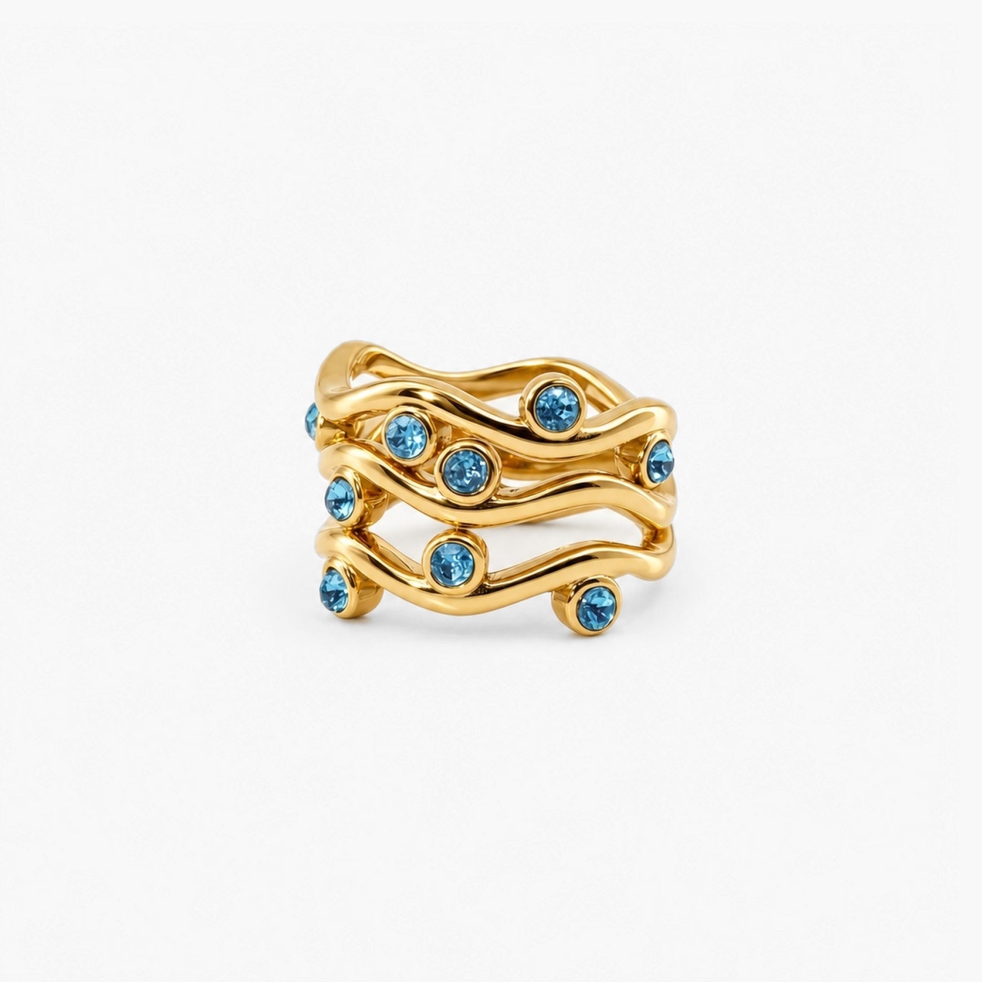 Aquamarine Wave Ring