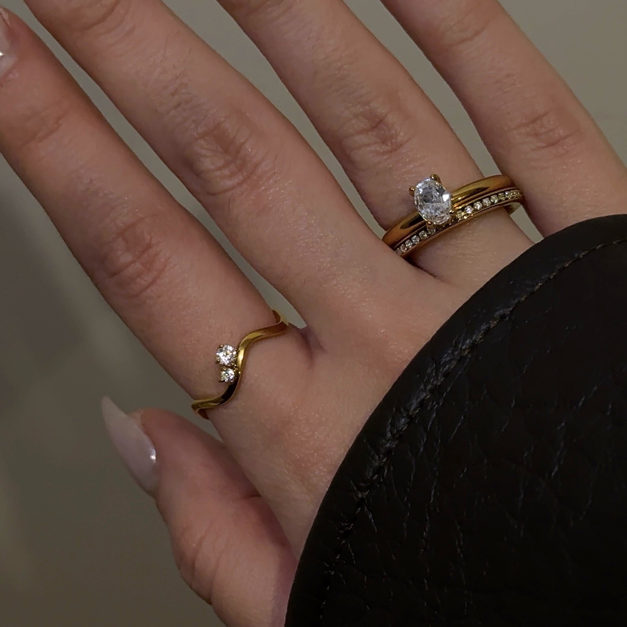 Delicate Sparkle Wave Ring