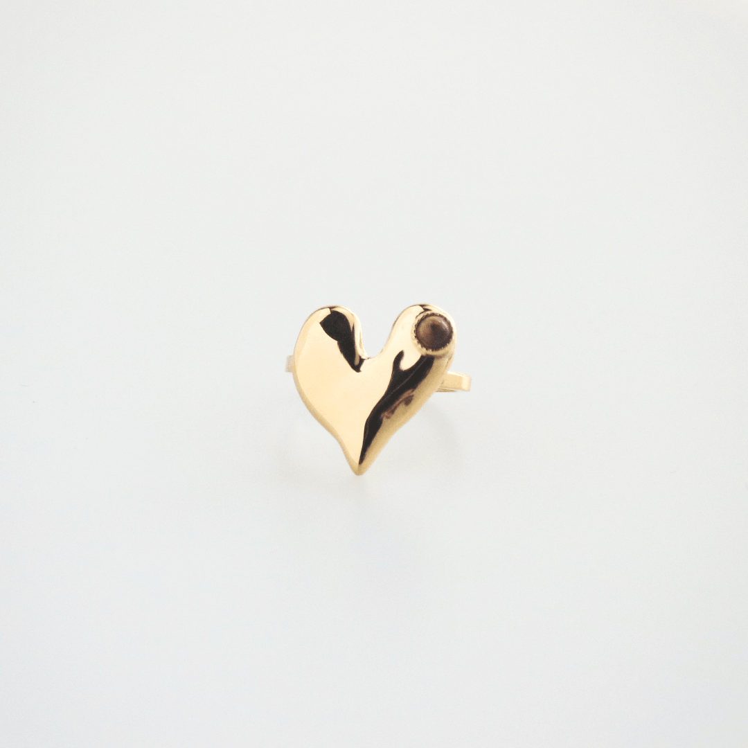 gold big heart ring
