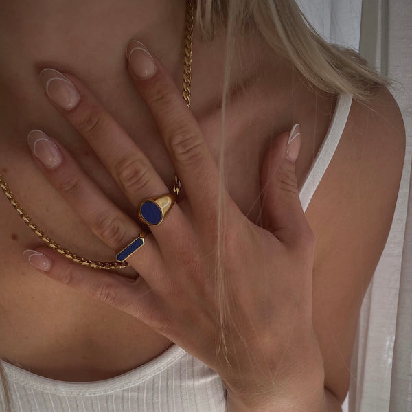 Meideya Jewelry Blue Enamel Signet Ring