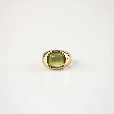 Green Cats Eye Signet Ring - Preorder