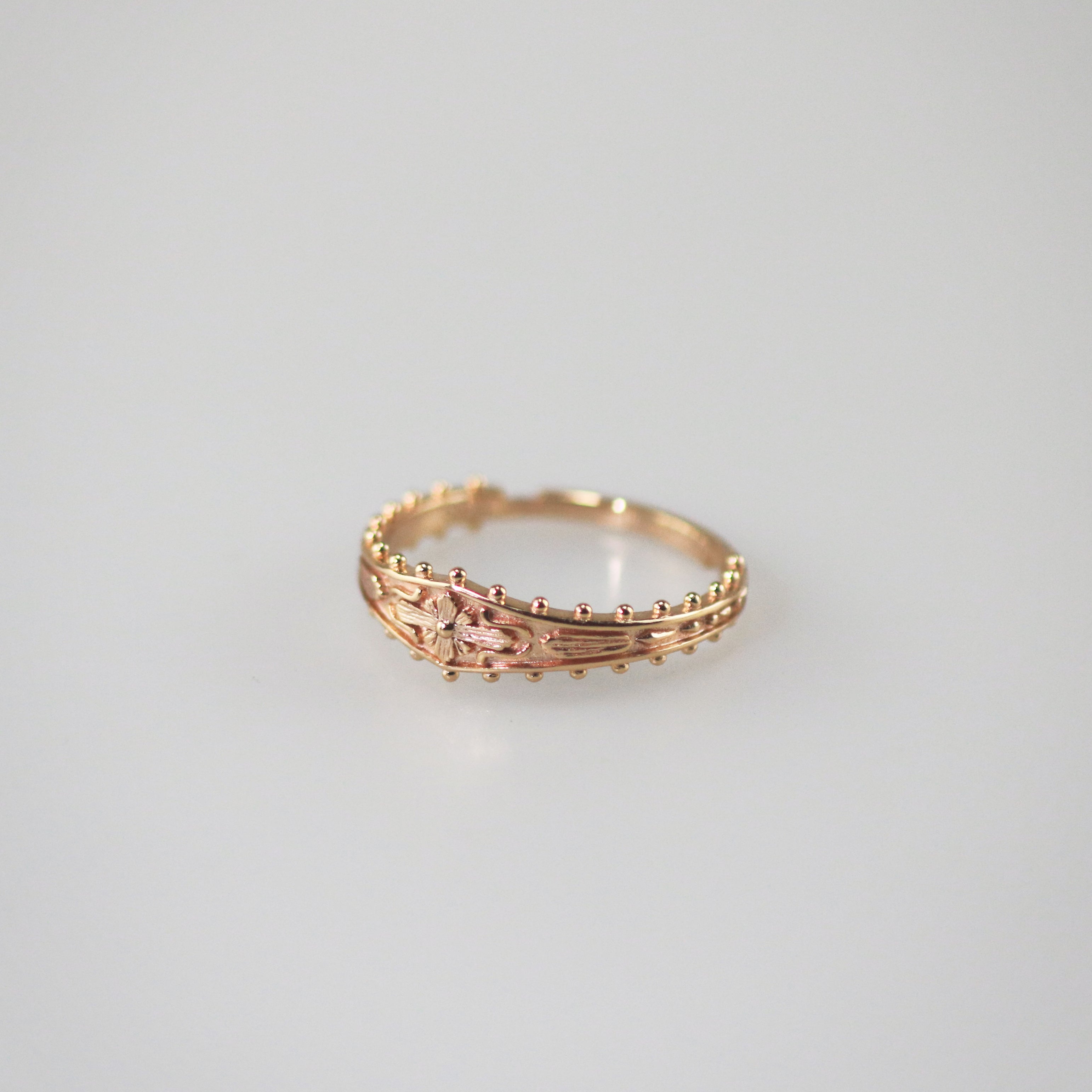 Meideya jewelry Victorian Engraved Ring Adjustable gold