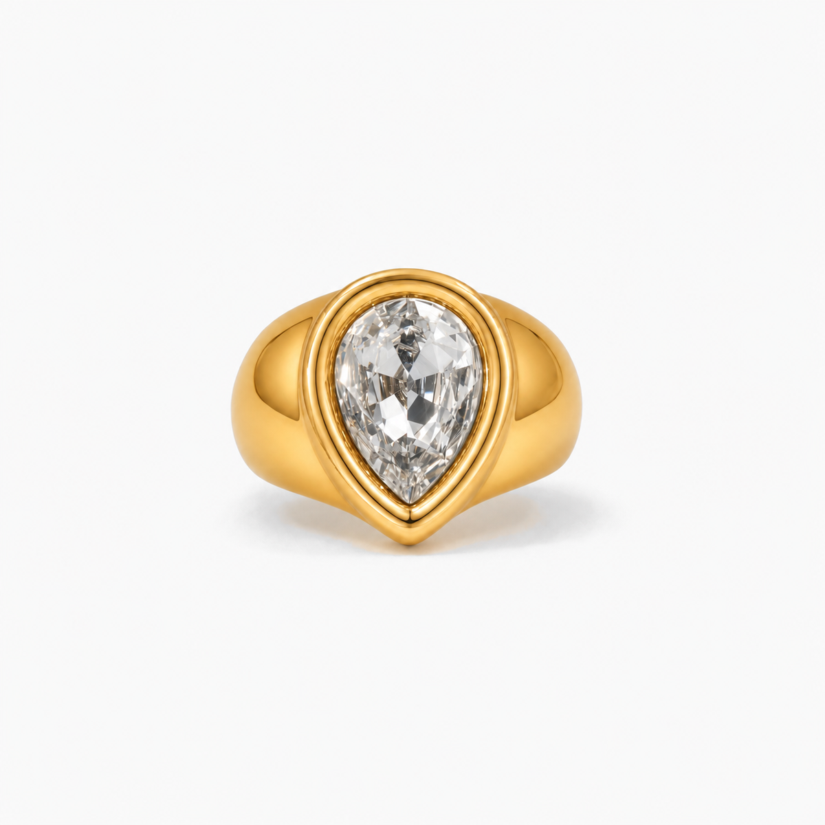 Chunky Pear Bezel Ring