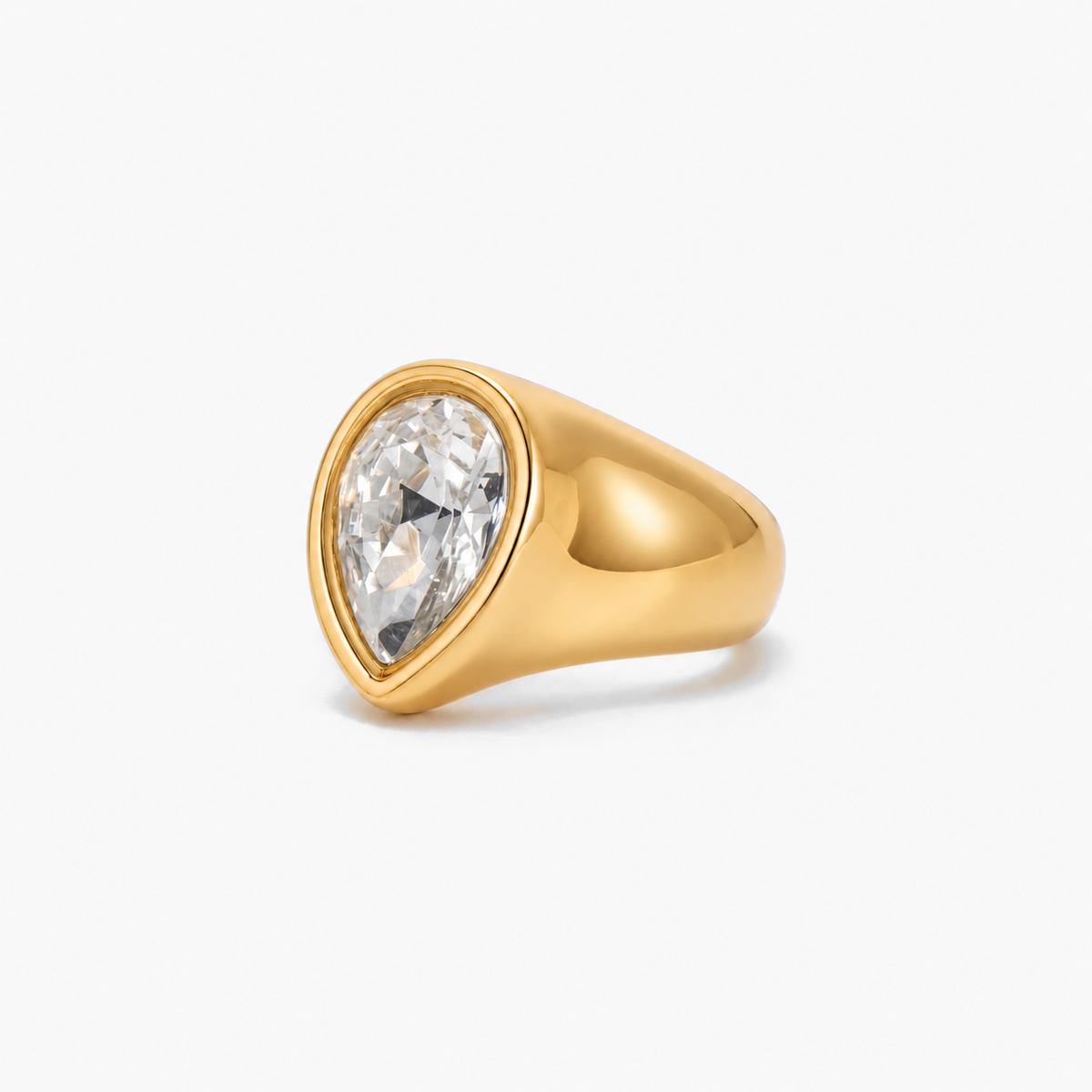 Chunky Pear Bezel Ring