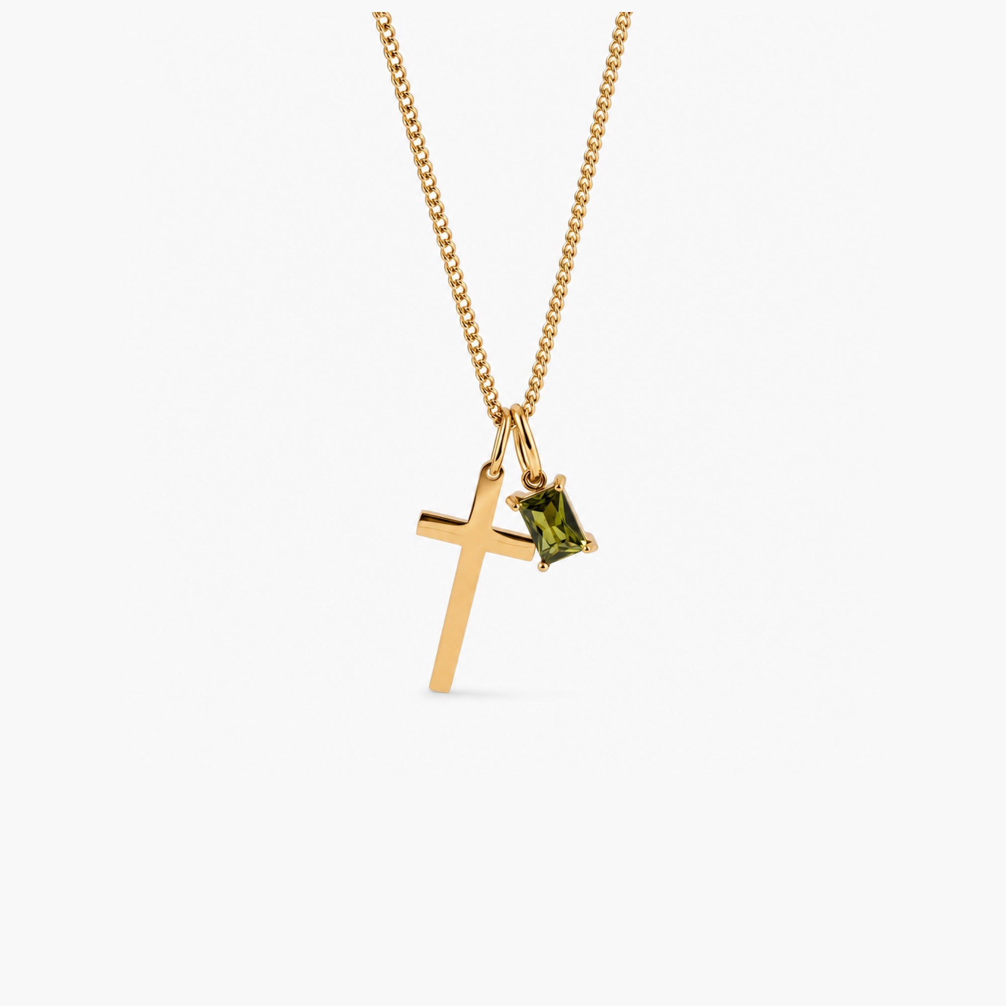 Cross and Birthstone Necklace