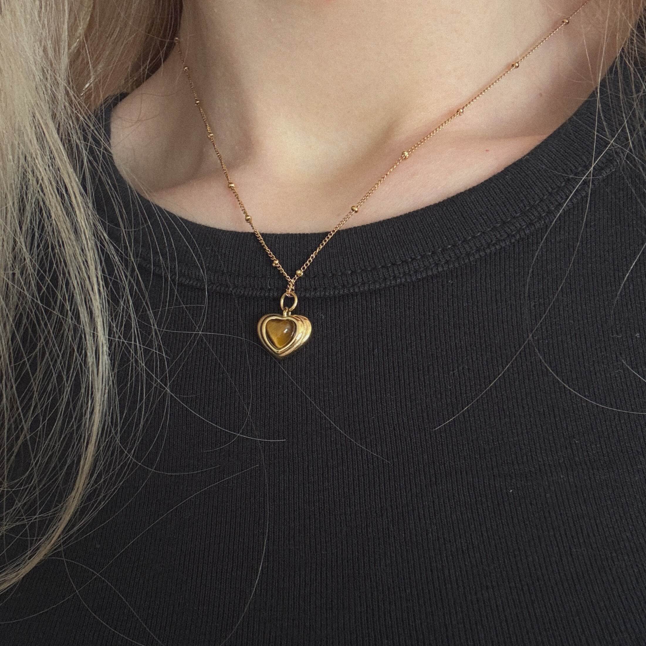 Tiger's Eye Heart Necklace