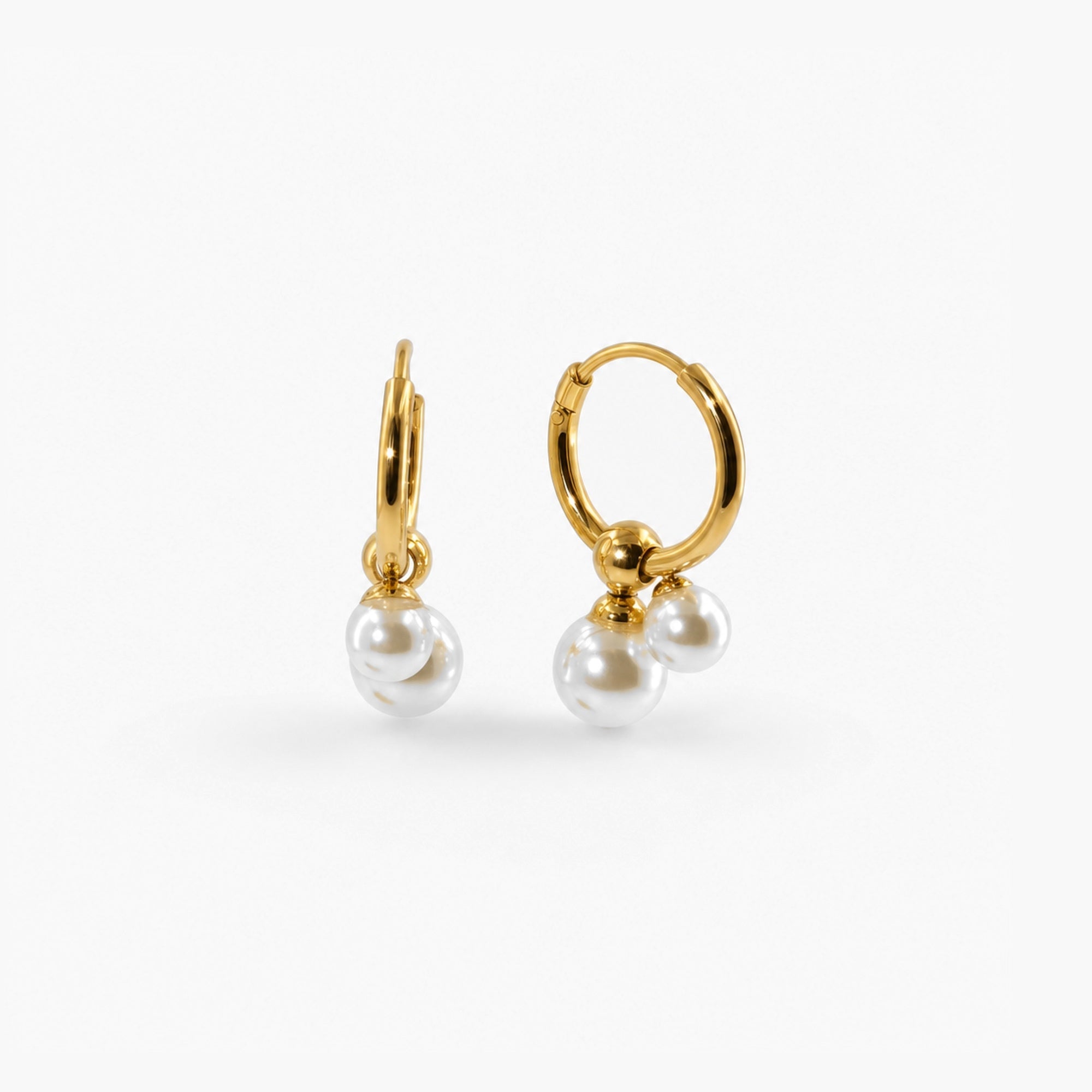 Double Pearl Hoop Earrings