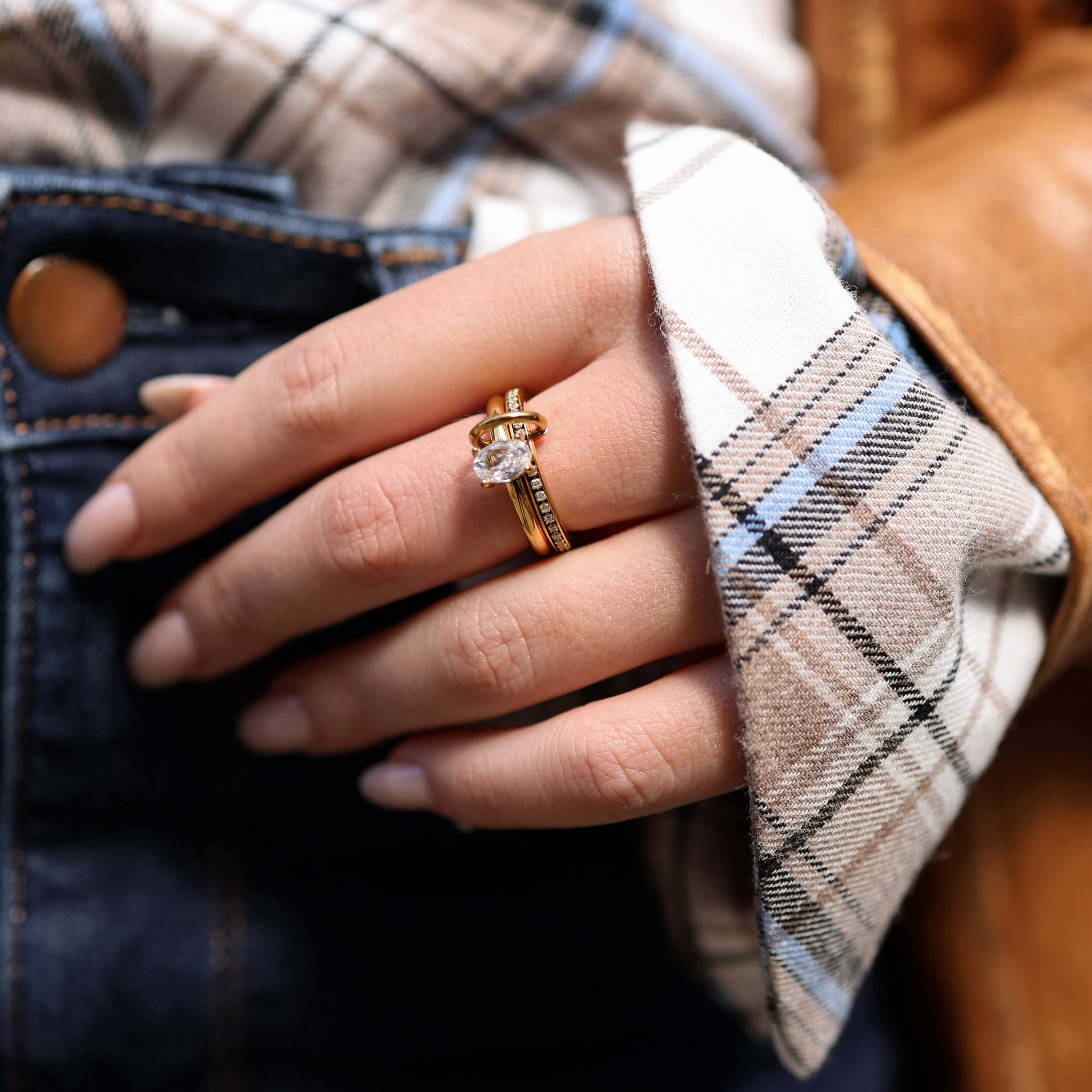 Oval Pave Duo Ring Set