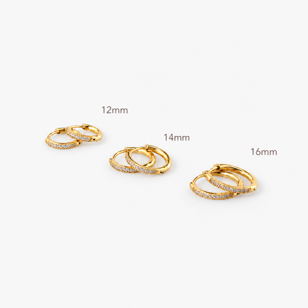 gold pave hoop earrings set