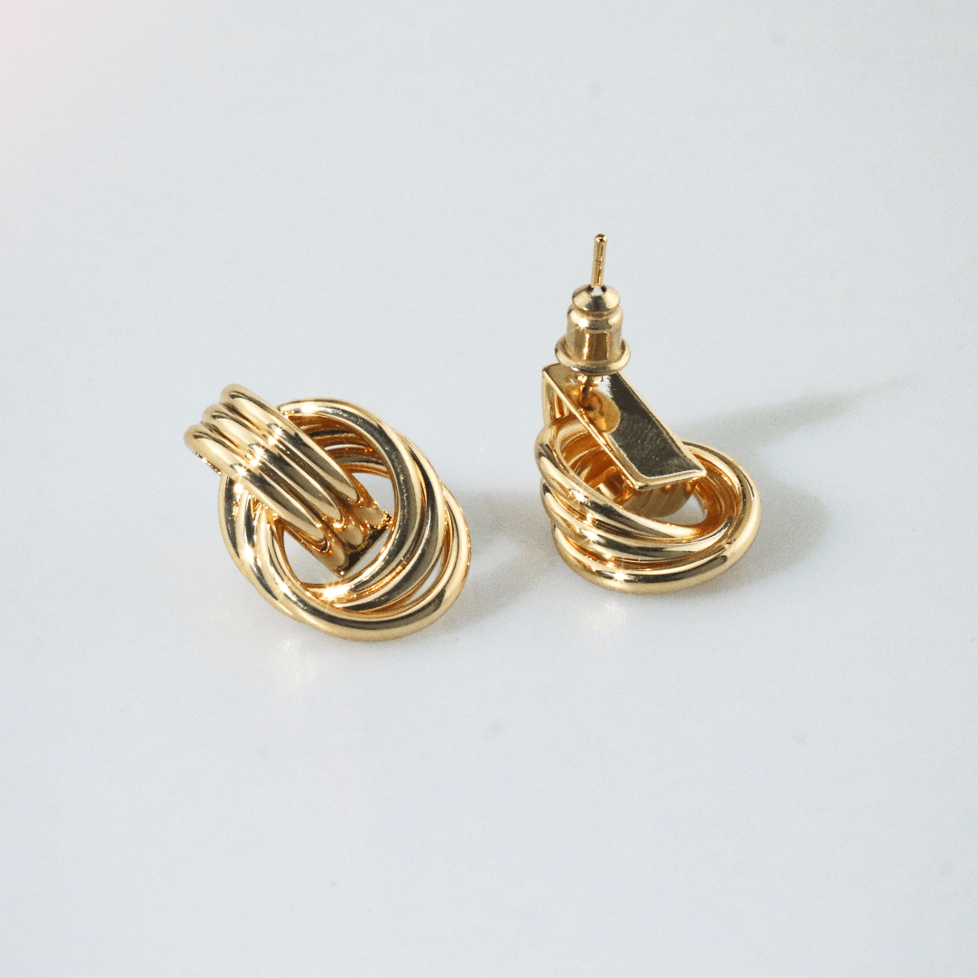 promise knot earrings, gold stud earrings for women