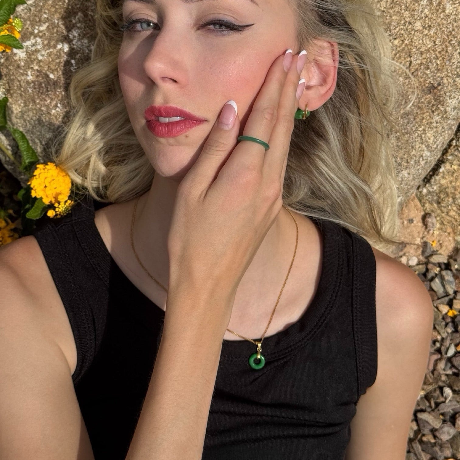 green jade donut necklace