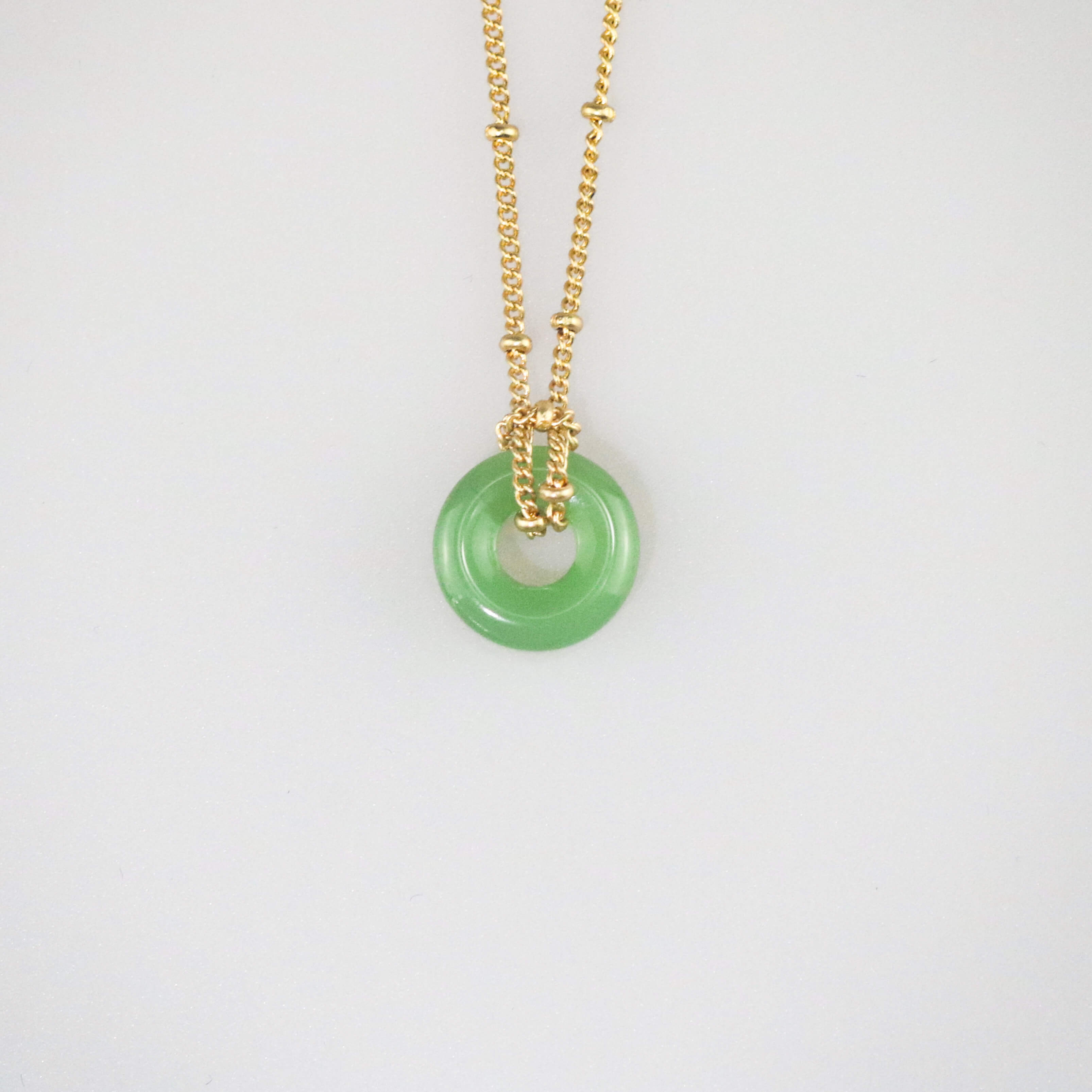 green jade necklace with stainless steel chain