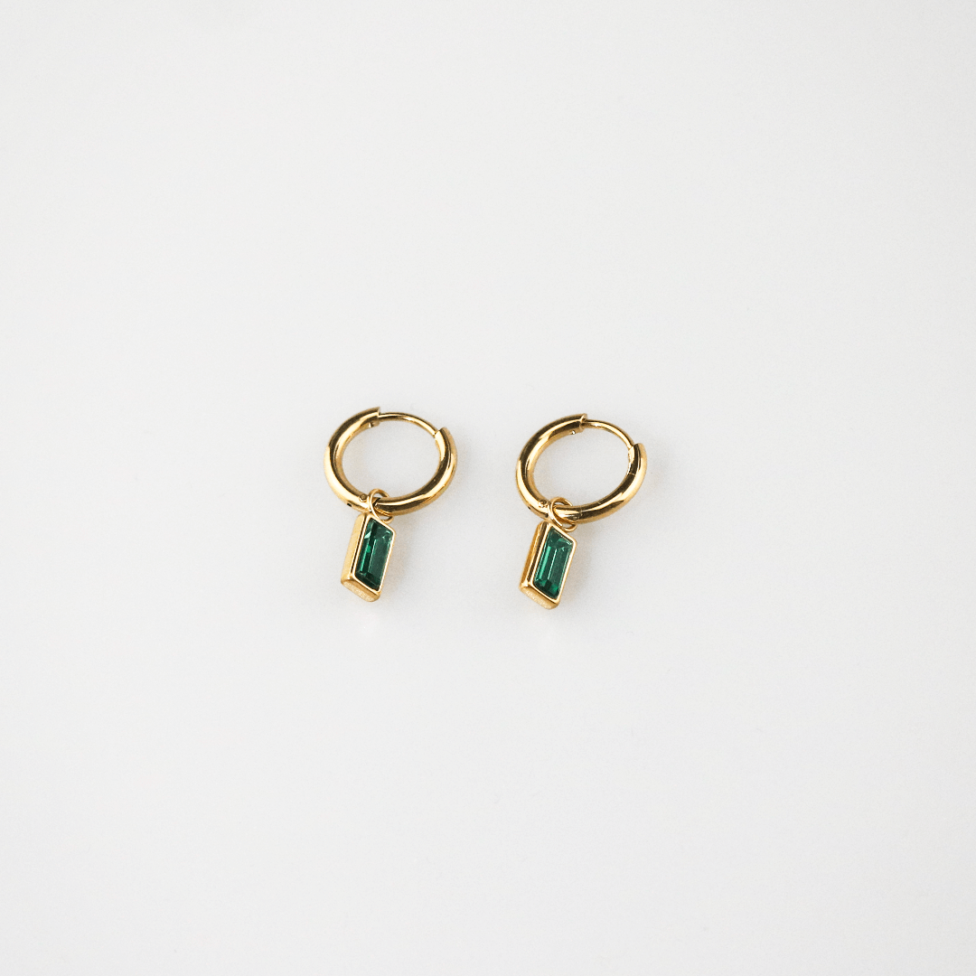 green stone drop earrings