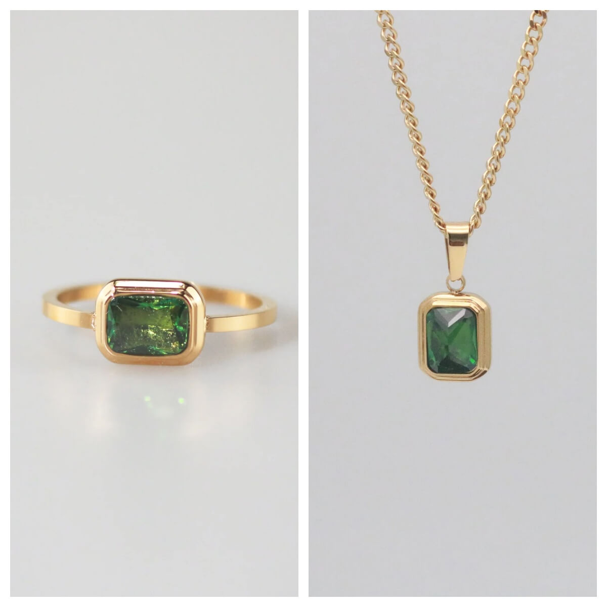 Square Emerald Jewelry Set