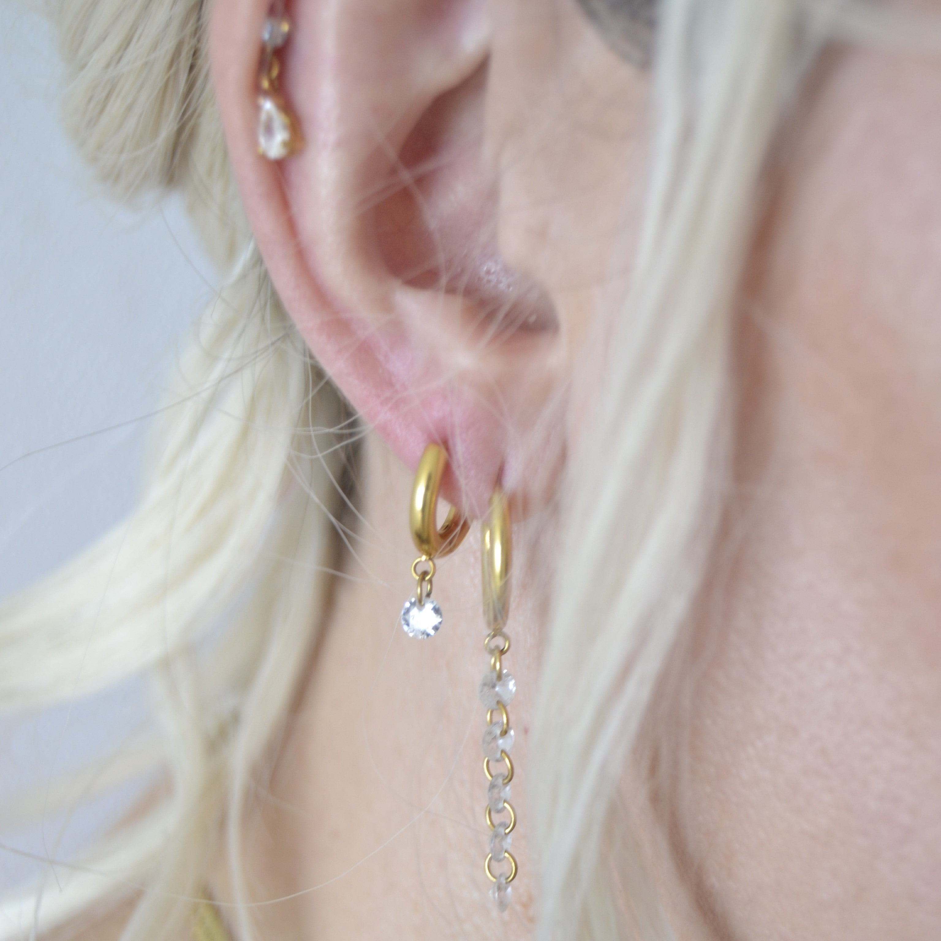 Crystal Drop Hoop Earrings-Tia