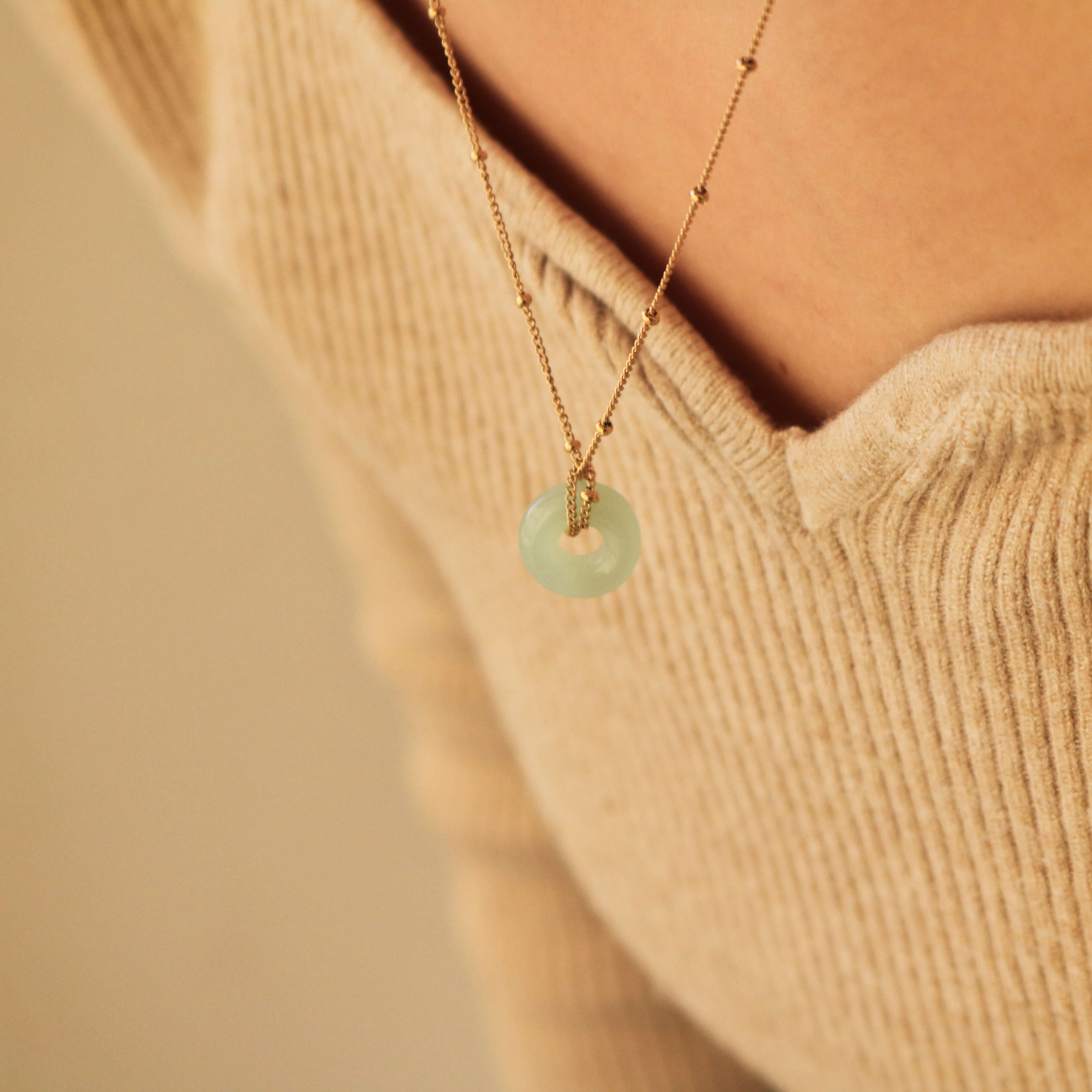 Light Green Jade Loop Necklace