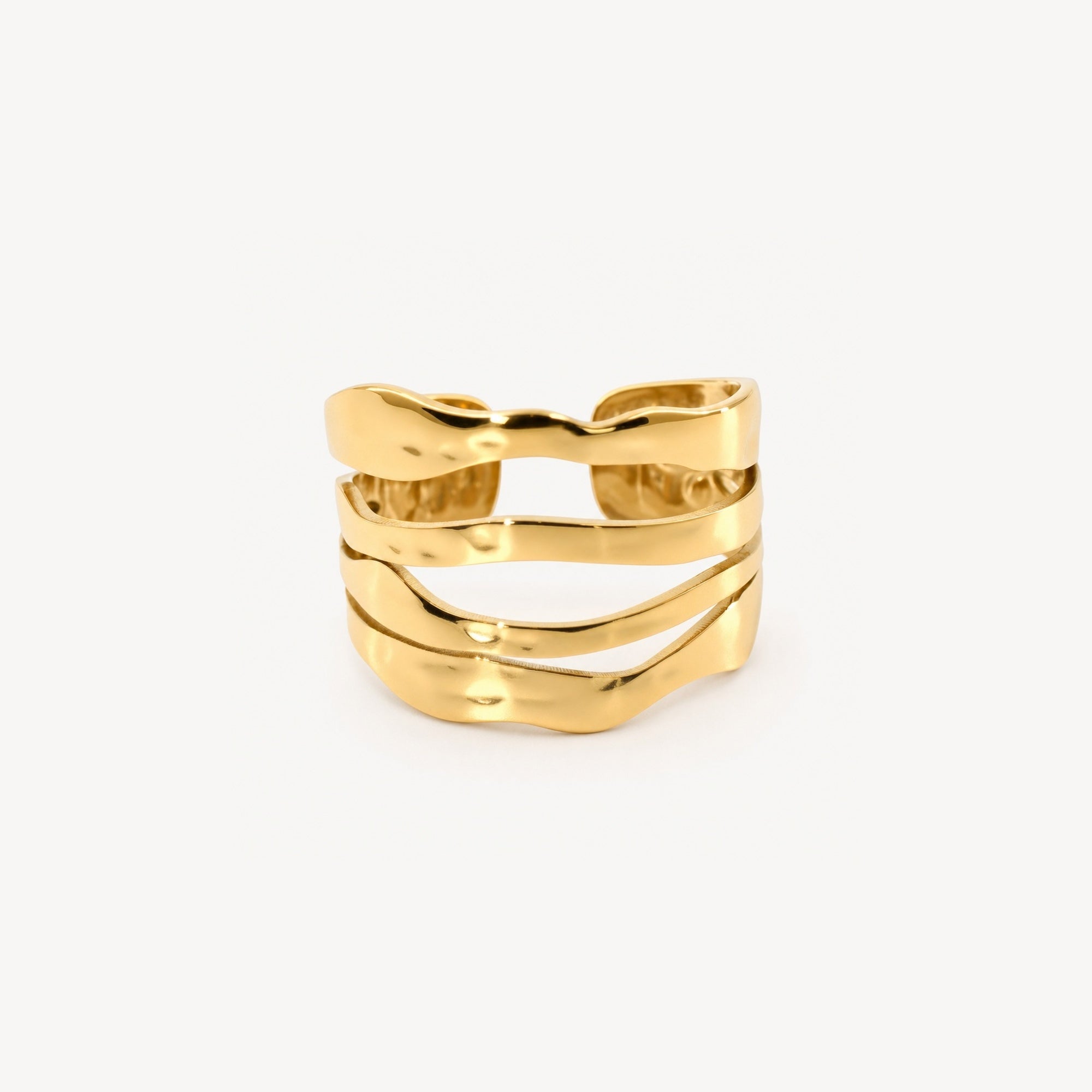 Multi Row Hammered Ring