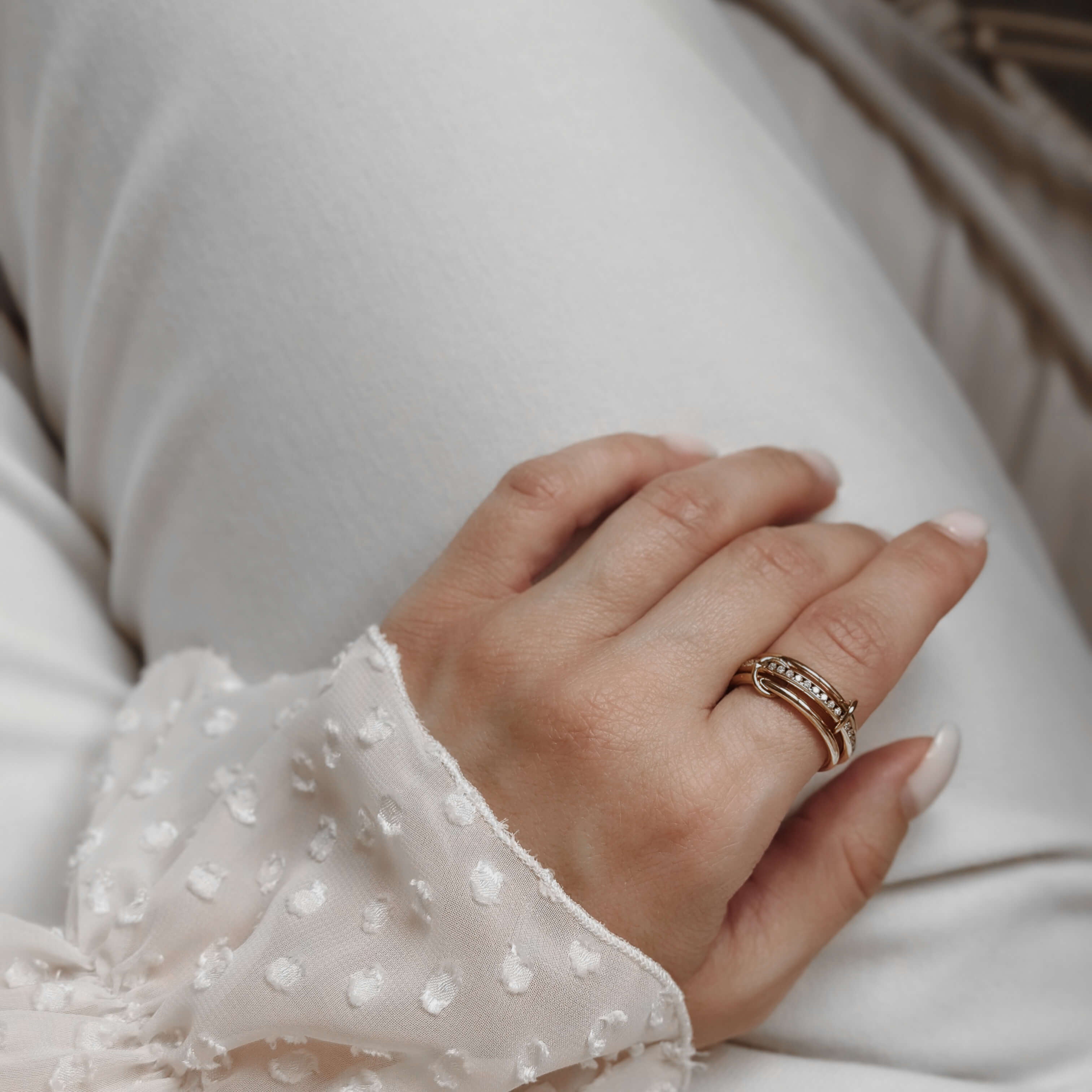 Triple Sparkle Link Ring