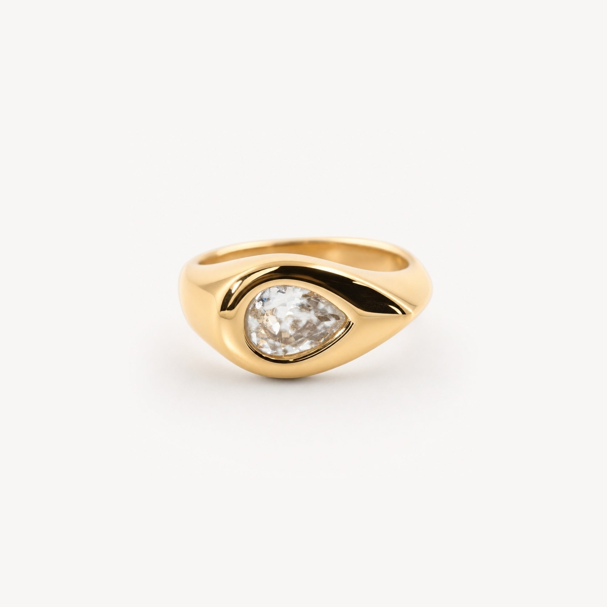 Pear Bezel Signet Ring