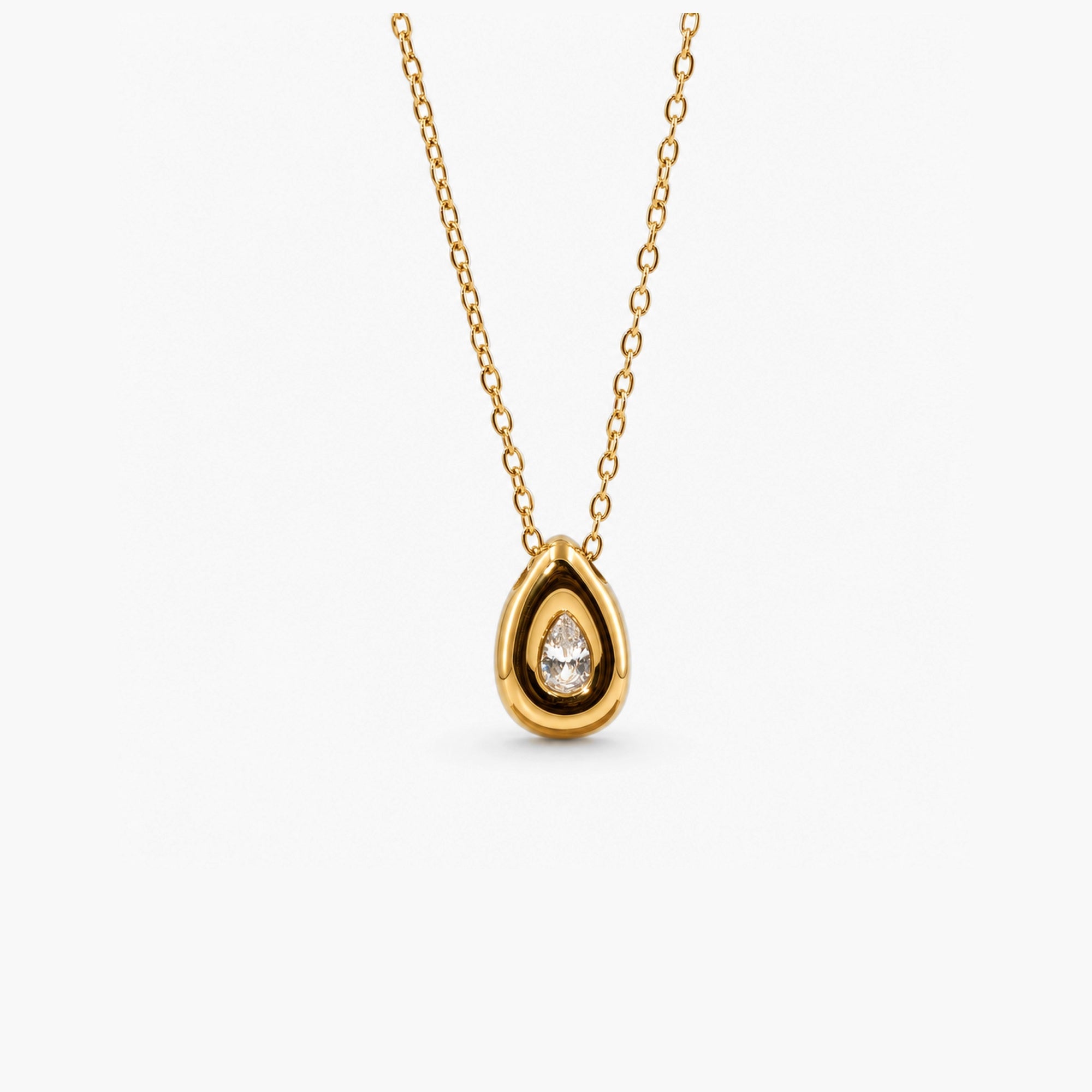 Pear Bezel Teardrop Necklace
