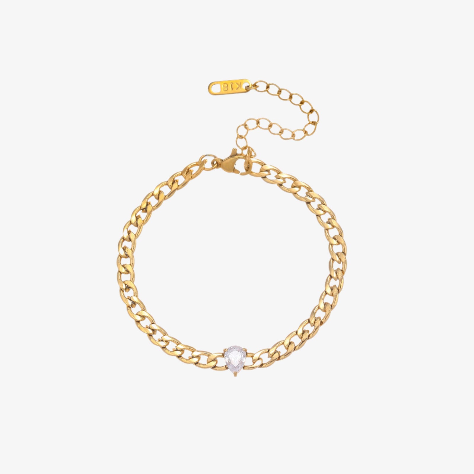 meideya jewelry pear cz curb chain bracelet