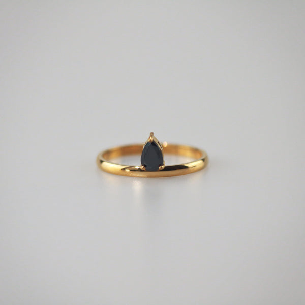 Meideya Jewelry Pear Cut Black Onyx Ring