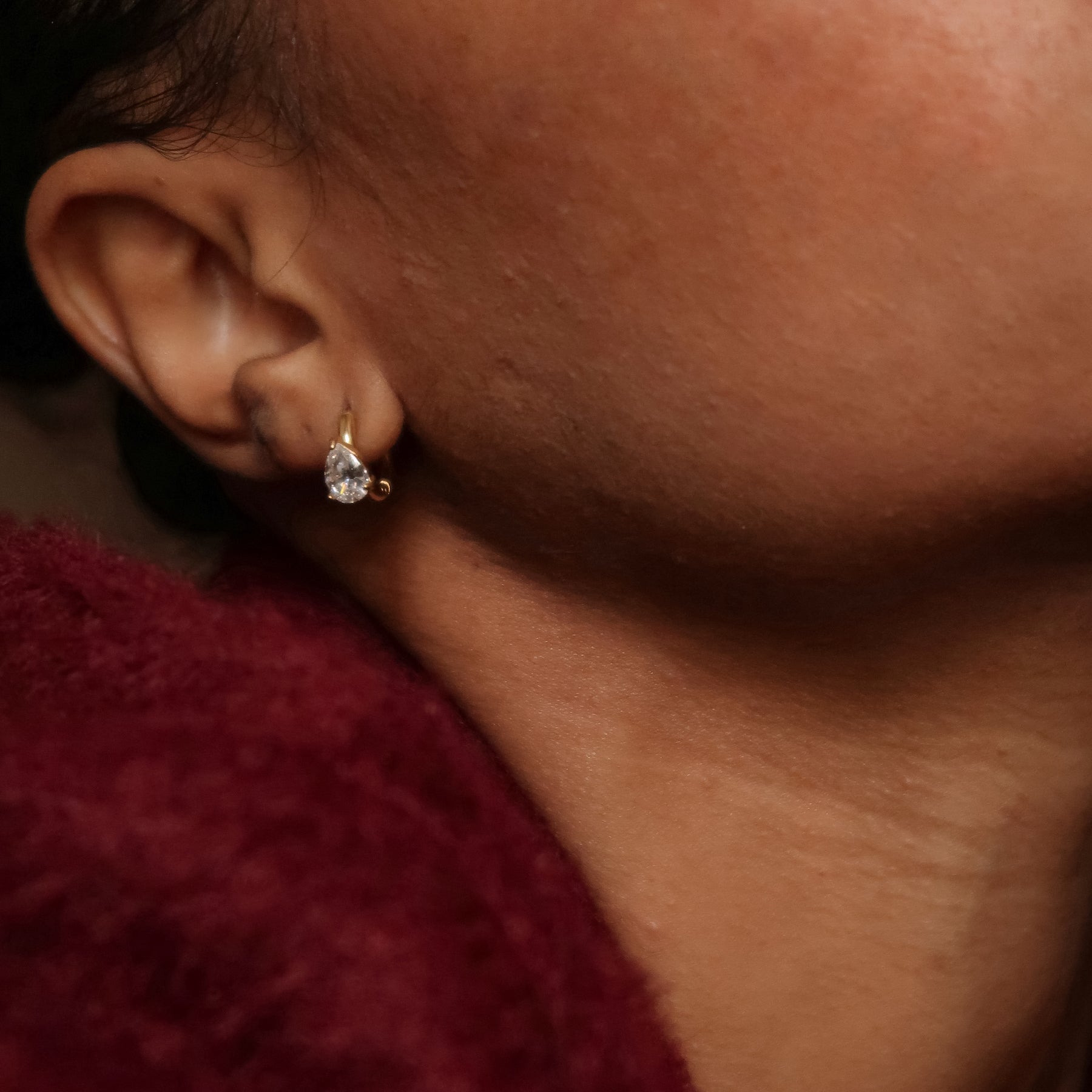 meideya jewelry pear cz huggie earrings