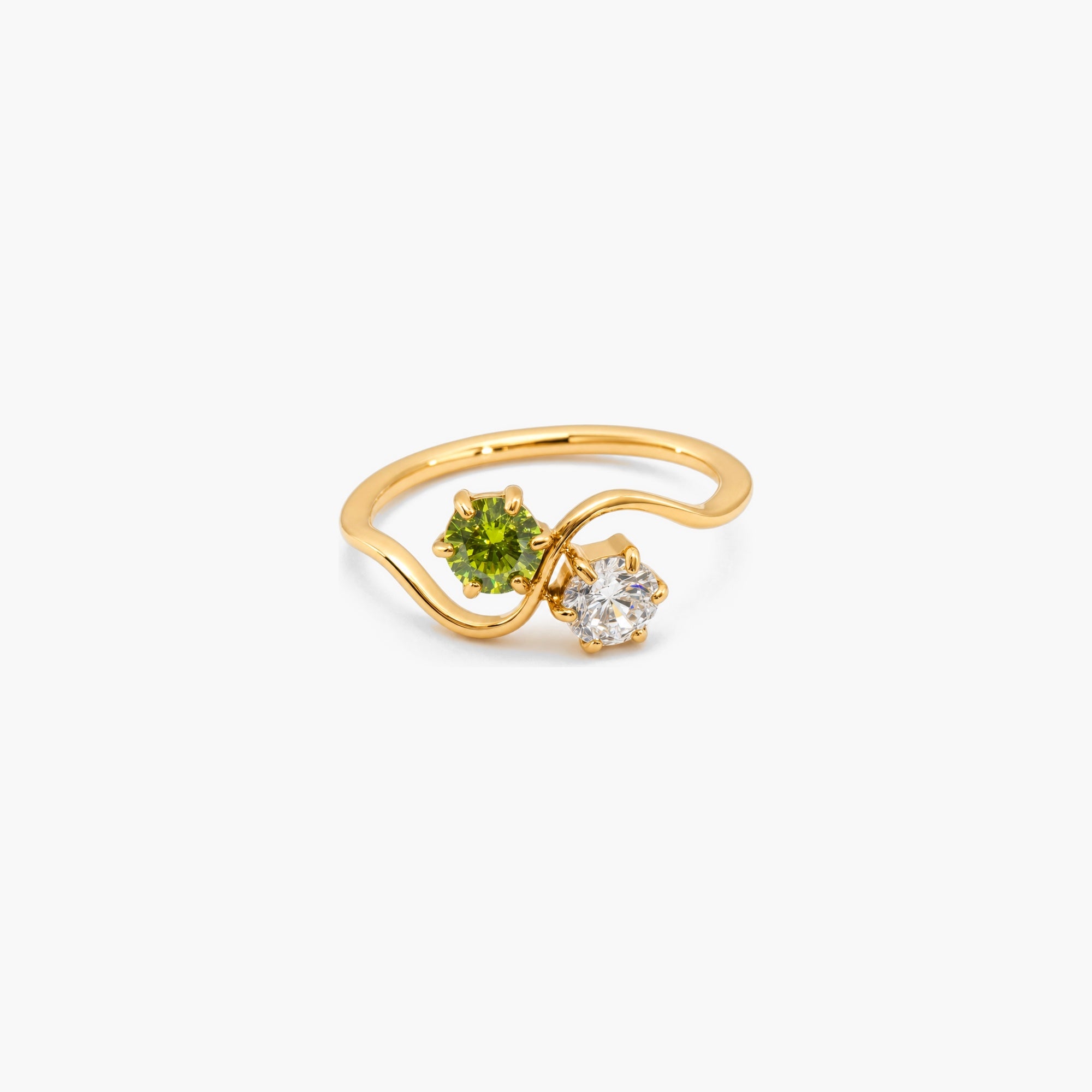 Peridot and White CZ Wave Ring