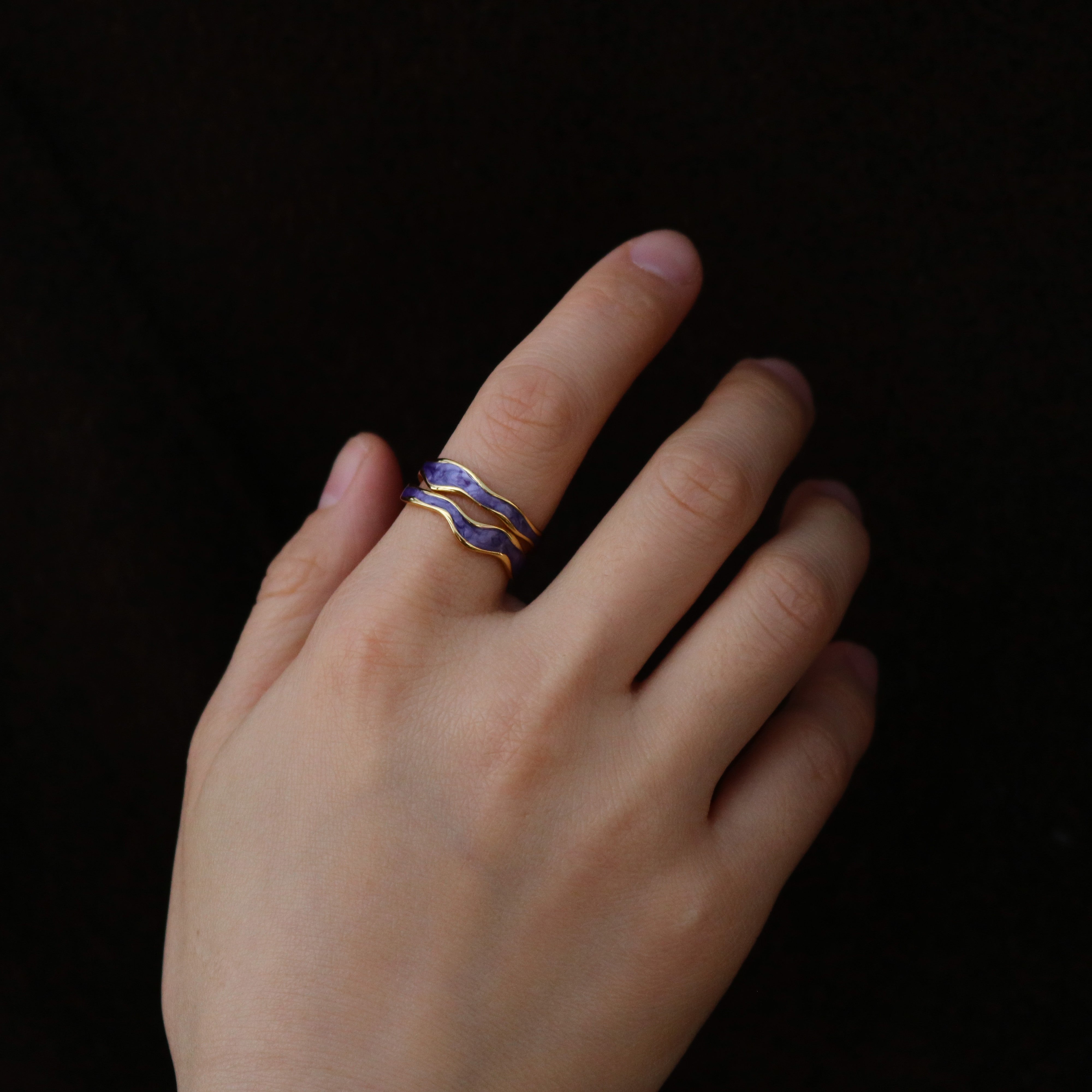 Meideya Jewelry Purple Enamel Ring