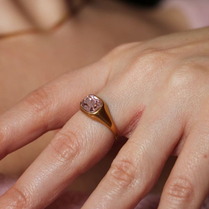 Pink Emerald Cut Ring