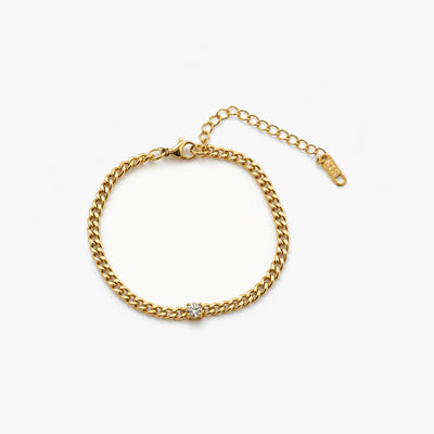Solitaire Curb Chain Bracelet