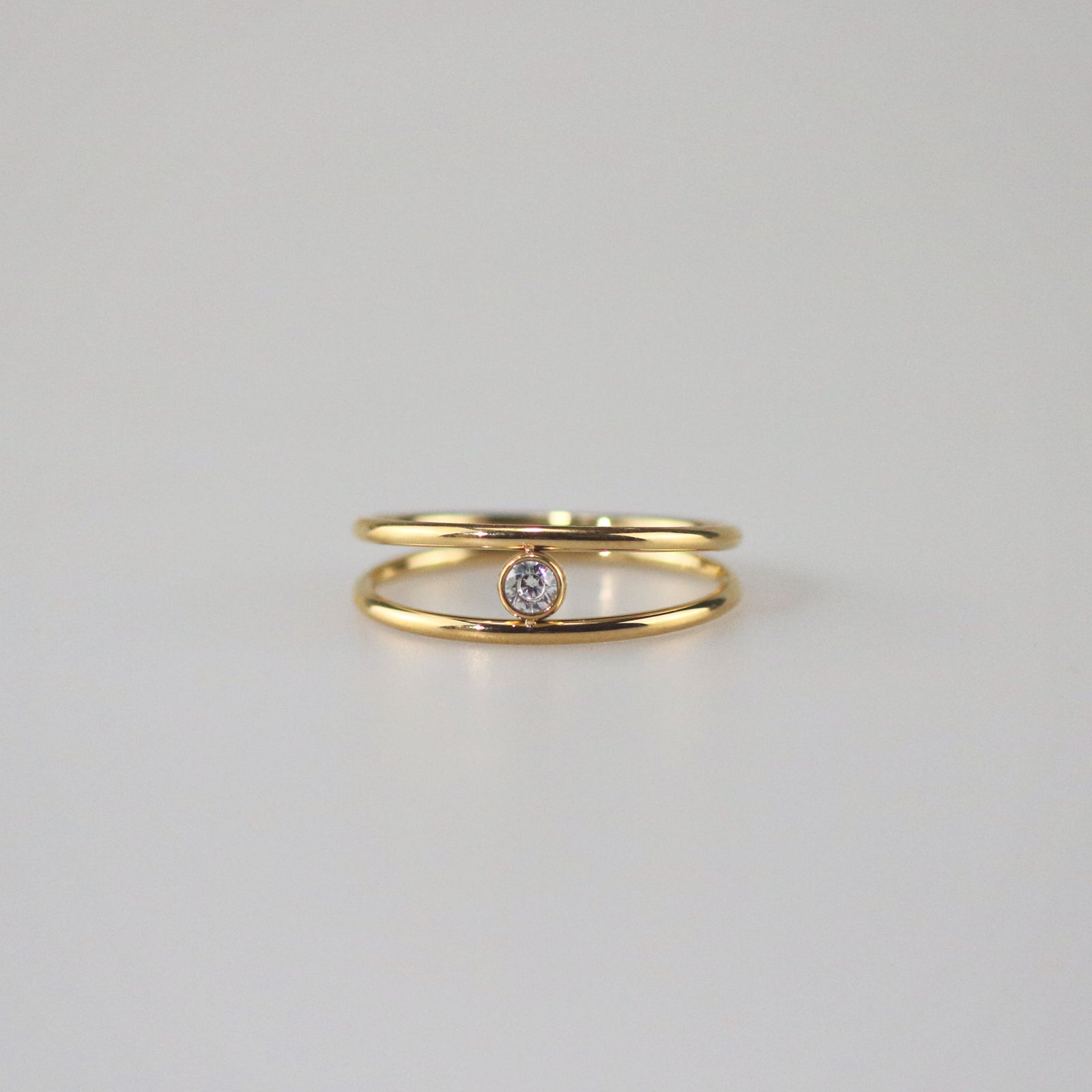 Solitaire Double Band Ring